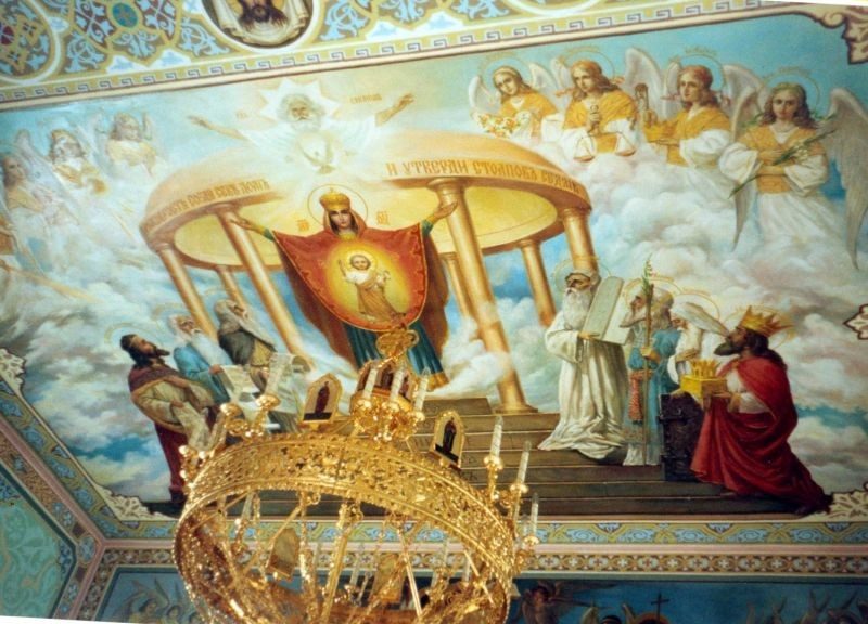 Роспись храма: Притвор потолок